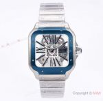 TW Factory Cartier Santos Skeleton 39.8mm Blue PVD Bezel Stainless Steel Watches